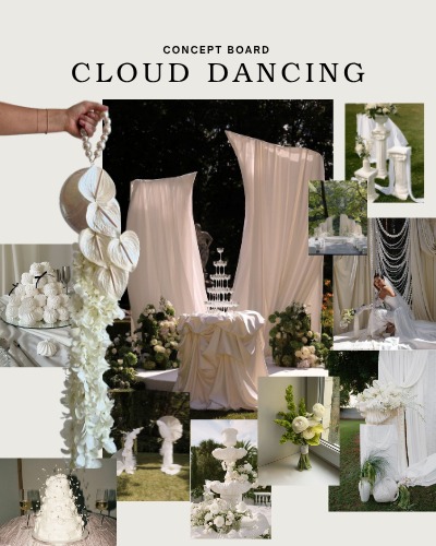 Cloud Dancing inspiration collage from The Visionaries House concept archive