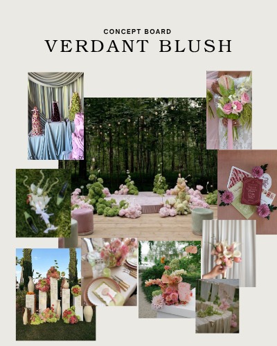 Verdant Blush inspiration collage from The Visionaries House concept archive