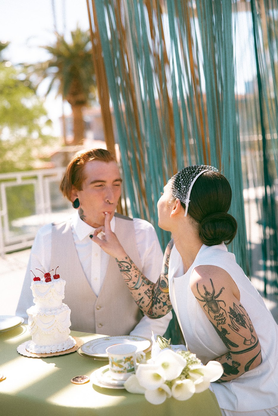 Sharing cake at the espresso table — Las Vegas