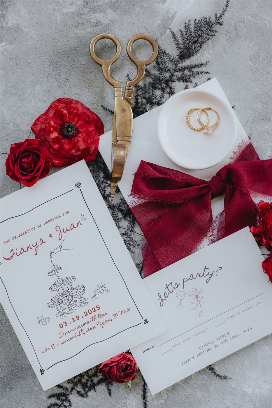 Ribbons, rings + stationery — Las Vegas